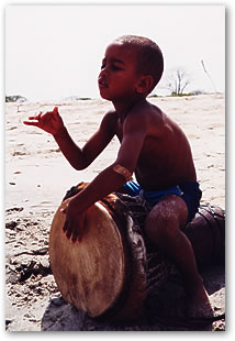 Boy playing drum